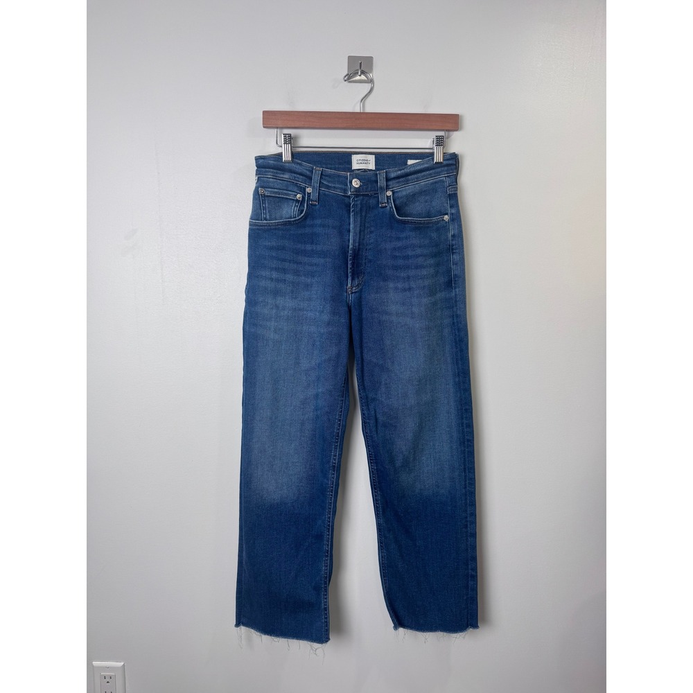 Citizens of Humanity Women Blue Palma High Rise Straight Raw Hem Jeans 27